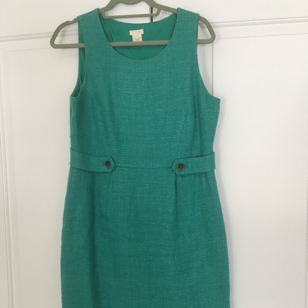 J Crew teal linen dress